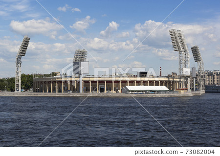 View of the Petrovsky Stadium from the Makarova Embankment in St. Petersburg 73082004