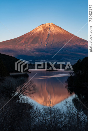 Scenery of Mt. Fuji and Lake Tanuki at dusk in winter January Scenery of Mt. Fuji and Lake Tanuki at dusk in winter January 73082175