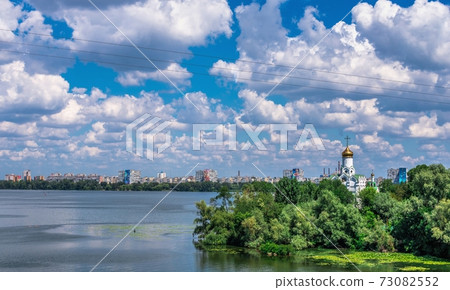 Dnieper river and  embankment of Dnipro in Ukraine 73082552