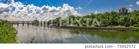 Dnieper river and  embankment of Dnipro in Ukraine 73082572