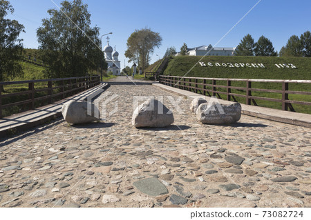 Road running along the old bridge in Belozersky Kremlin Vologda Region Road running along the old bridge in Belozersky Kremlin Vologda Region 73082724