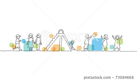 孩子們玩的線描插圖 73084668