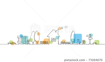 鄉村景觀的線描插圖 鄉村景觀的線描插圖 73084670