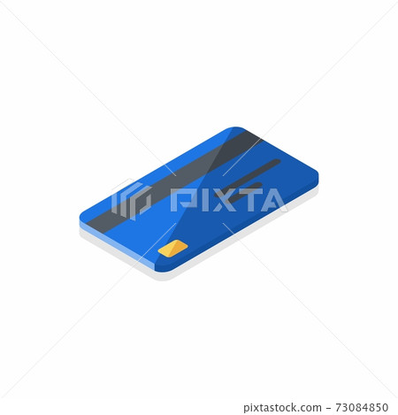 Credit card Blue right view - Shadow icon vector isometric. 73084850