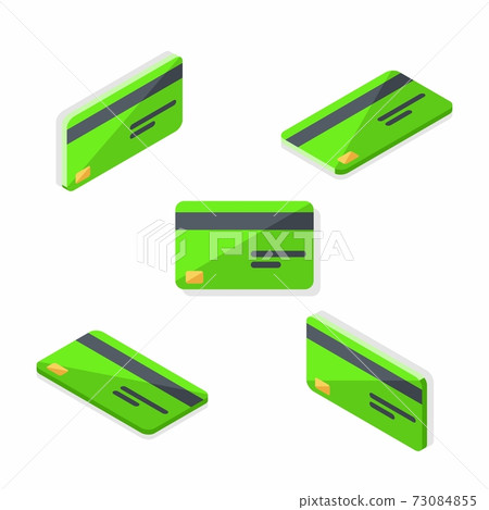 Credit card Green Isometric & Flat - Shadow icon vector. 73084855