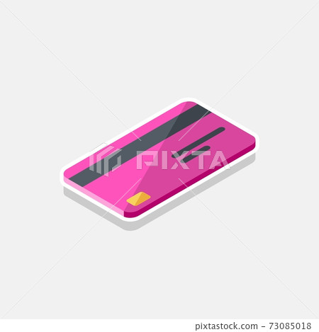 Credit card Pink right view - White Stroke+Shadow icon vector isometric. Credit card Pink right view - White Stroke+Shadow icon vector isometric. 73085018