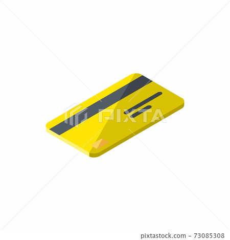 Credit card Yellow right view - White Background icon vector isometric. Credit card Yellow right view - White Background icon vector isometric. 73085308