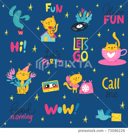 Seamless modern style background for textile or paer in cute pop art style. Seamless modern style background for textile or paer in cute pop art style. 73086226