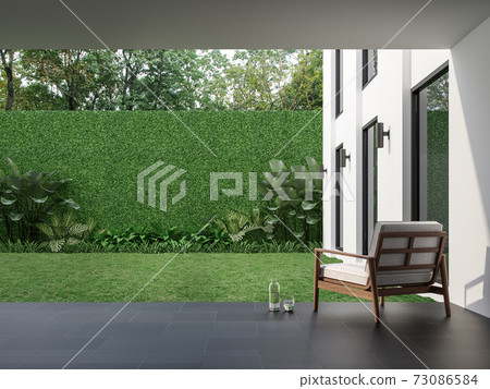 Modern style indoor terrace with garden courtyard 3d render 73086584