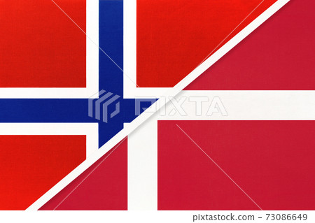 Norway and Denmark, symbol of national flags from textile. Norway and Denmark, symbol of national flags from textile. 73086649