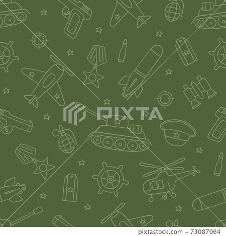 Seamless pattern for Defender of the Fatherland Day 23 february and Victory day 9 may. 73087064