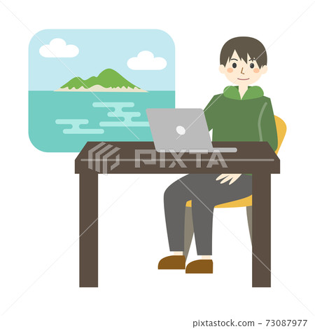 Laptop work male sea Laptop work male sea 73087977