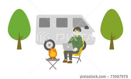 Campsite laptop work Campsite laptop work 73087978
