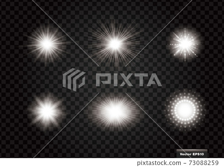 6 types of sunburst, light, flash graphic, vector material set 73088259