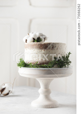 Christmas nude cake with white cream Christmas nude cake with white cream 73088262