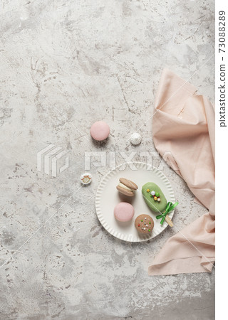 French sweet macaroons on the ligh table French sweet macaroons on the ligh table 73088289