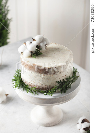Christmas nude cake with white cream Christmas nude cake with white cream 73088296