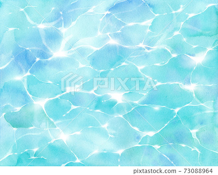 閃耀的透明水面的抽像圖像 水彩插圖 背景壁紙 帶燈 插圖素材 圖庫
