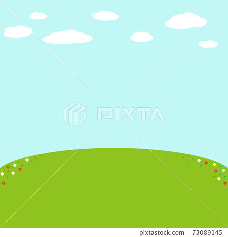 Illustration of blue sky and meadow 73089145