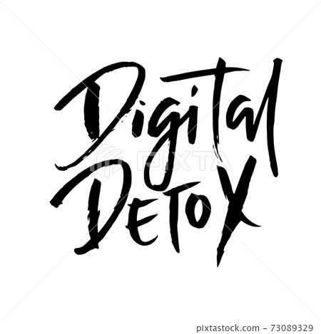 Digital detox. Hand drawn modern dry brush... - Stock Illustration ...
