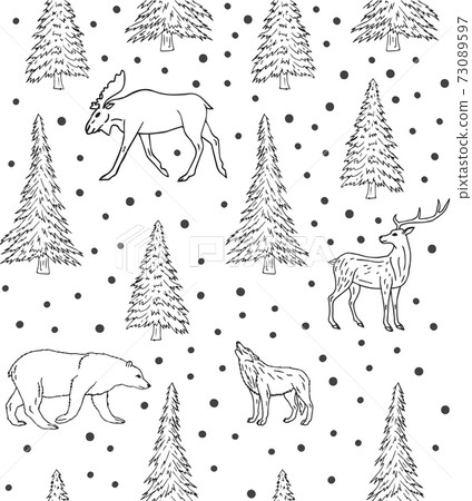 Vector seamless pattern of forest animals - Stock Illustration ...