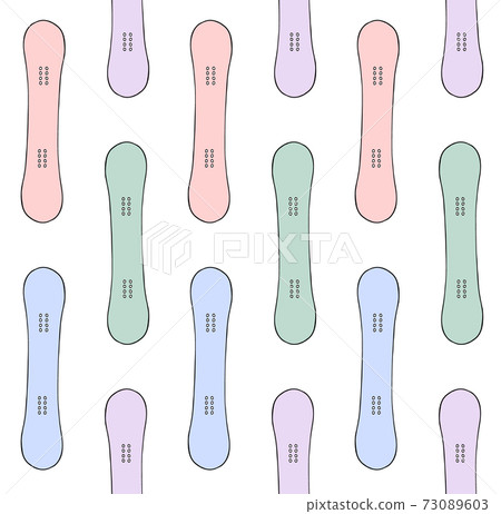 Vector seamless pattern of sketch snowboard 73089603