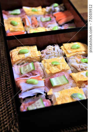 Homemade Christmas mosaic sushi Homemade Christmas mosaic sushi 73089912