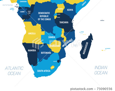 Southern Africa map - brown orange hue colored on dark background. High detailed political map of southern african region with country, ocean and sea names labeling Southern Africa map - brown orange hue colored on dark background. High detailed political map of southern african region with country, ocean and sea names labeling 73090556