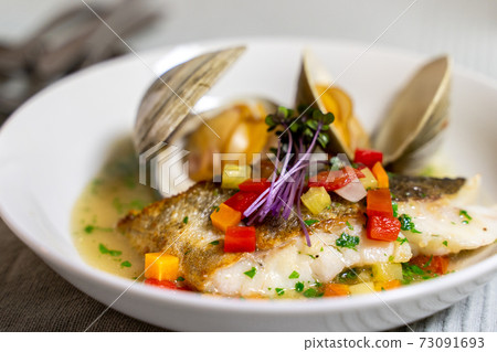 Cod and hard clam soup tailoring Cod and hard clam soup tailoring 73091693
