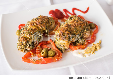 Beautiful ready lunch on dining table in modern home 73092071