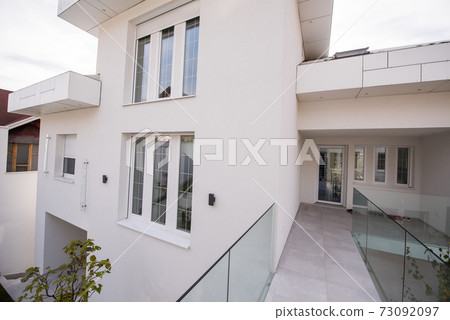 Contemporary beautiful modern white house exterior 73092097