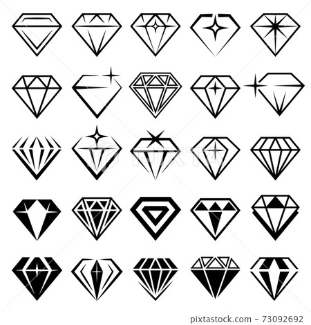 Jewelry set. Stylized diamonds collection recent vector black symbols 73092692