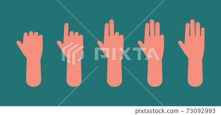 Hand count. One to five fingers, arm showing sign. Preschool children education vector concept 73092993