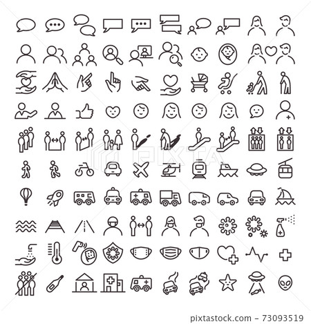 基本線條圖圖標100件03（人/車） 73093519