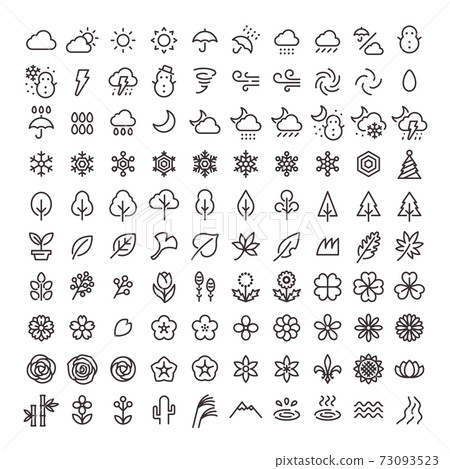 Line art icon 100 pieces 05 (nature) 73093523