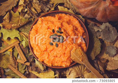 Pumpkin porridge in bowl Pumpkin porridge in bowl 73093805