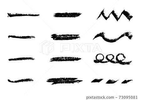 Set of grunge black chalk texture stripe brush on white background Set of grunge black chalk texture stripe brush on white background 73095081