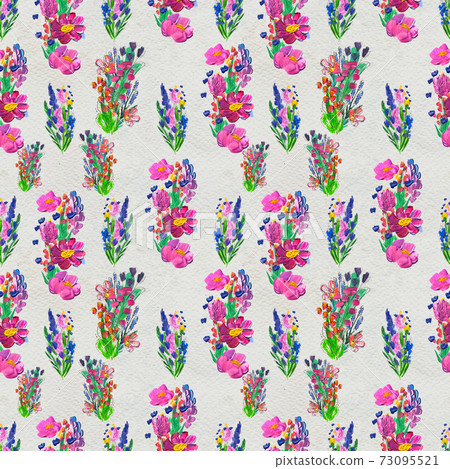 Seamless pattern with flowers. Watercolor or acrylic painting. Hand drawn floral background. Seamless pattern with flowers. Watercolor or acrylic painting. Hand drawn floral background. 73095521
