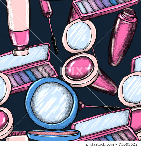 Make up seamless pattern. Hand drawn beauty background. Make up seamless pattern. Hand drawn beauty background. 73095522