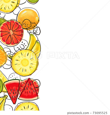 Hand drawn Exotic Fruit border isolated on white background Hand drawn Exotic Fruit border isolated on white background 73095525