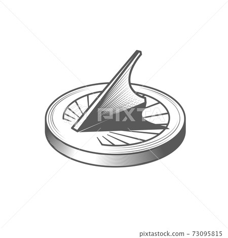 Vintage sundial, sun clock icon in graphic style, solar time watch 73095815