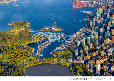 Aerial view of Coal Harbour and a modern Downtown City Aerial view of Coal Harbour and a modern Downtown City 73096283