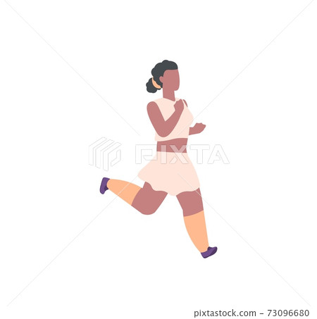 People marathon. Athletic female character speed running and jogging, active woman healthy summer activity in park, fitness leisure lifestyle. Vector flat cartoon isolated illustration People marathon. Athletic female character speed running and jogging, active woman healthy summer activity in park, fitness leisure lifestyle. Vector flat cartoon isolated illustration 73096680