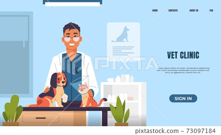 Vet clinic landing page. Website template with... - Stock Illustration  [73097184] - PIXTA