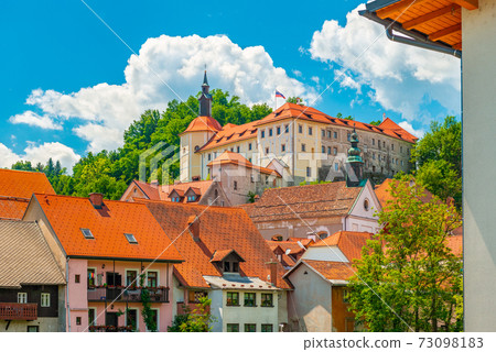 Picturesque cityscape of Skofja Loka, a small historic town in Slovenia Picturesque cityscape of Skofja Loka, a small historic town in Slovenia 73098183