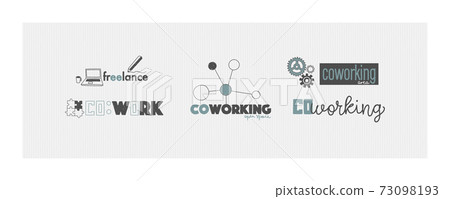 Vector logo for office or workspace in hand drawing style. Coworking and freelance concept. 73098193