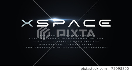 Space style alphabet. Futurism font, minimalist type for modern futuristic logo, monogram, digital device, hud graphic, robot or cosmic technology. Minimal style letters, vector typography design Space style alphabet. Futurism font, minimalist type for modern futuristic logo, monogram, digital device, hud graphic, robot or cosmic technology. Minimal style letters, vector typography design 73098890