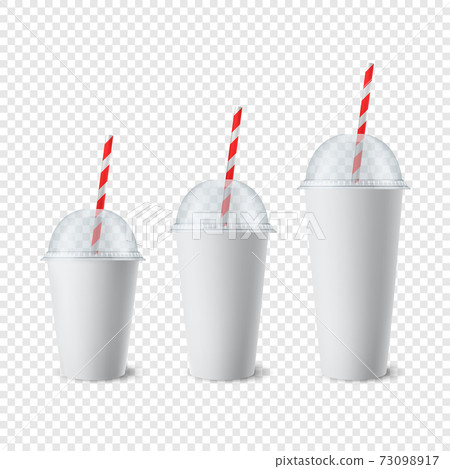 Set Of Vector Realistic Blank Disposable Cups With Lids And Straws  Different Sizes Of Paper Glasses For Cool Takeaway Drinks Stock  Illustration - Download Image Now - iStock