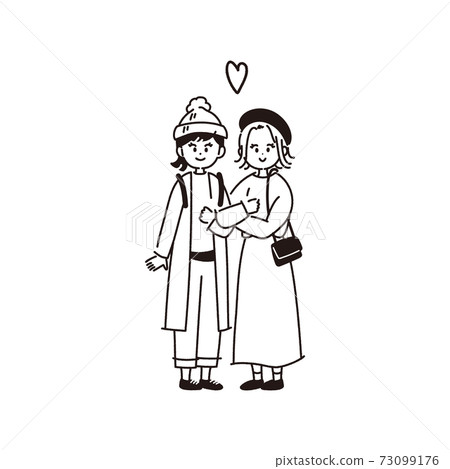 Illustration of same-sex couple [line art, no painting] 73099176