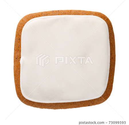 Gingerbread Cookie In Shape Of Square Isolated Gingerbread Cookie In Shape Of Square Isolated 73099393